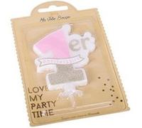 bougie 1er anniversaire rose bobèche 10x8cm - artifetes 79636 Rose G