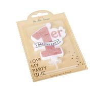 BOUGIE 1ER ANNIVERSAIRE ROSE GOLD PAILLETTES 10X8CM + BOBECHE