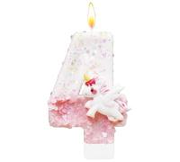 Bougie 4 Ans, Bougie de Licorne pour Anniversaire, Bougie 4, Décoration pour Gâteau, Bougies d'Anniversaire, Bougie Scintillante avec Chiffre 4 pour Célébrations d'Anniversaire, Accessoires de Fête