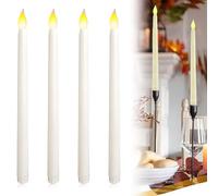 Bougie, 4 Pièces Électrique Flamme Vacillante Bougie, Hauteur 27.5 cm,Fausses Bougies Décorative,Blanc Bougies LED pour Pâques,Anniversaire,Noël,Fête D'anniversaire,Mariage(Sans batterie)