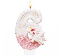 Bougie 6 Ans, Bougie de Licorne pour Anniversaire, Bougie 6, Décoration pour Gâteau, Bougies d'Anniversaire, Bougie Scintillante avec Chiffre 6 pour Célébrations d'Anniversaire, Accessoires de Fête