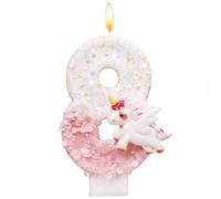 Bougie 8 Ans, Bougie de Licorne pour Anniversaire, Bougie 8, Décoration pour Gâteau, Bougies d'Anniversaire, Bougie Scintillante avec Chiffre 8 pour Célébrations d'Anniversaire, Accessoires de Fête