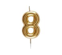Bougie 9cm dorée, chiffre 8