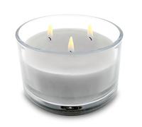 Bougie à 3 mèches, dans un verre, diamètre : 13 cm, non parfumée, grise, pilier avec longue durée de combustion, multimèches, bougie de table, dans un bocal, ronde, sans odeur