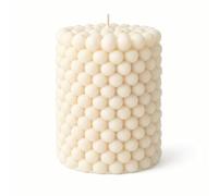 Bougie à bulles - Décoration durable - Tour cylindrique - Cadeau géométrique - Bougies en cire de soja - Fabriqué à la main - Allemagne - végétalien - 6 x 6 x 7,5 cm (crème)