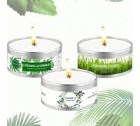 Bougie à la citronnelle pour l'extérieur, ensemble de bougies à la citronnelle de 18 heures, bougies en cire de soja naturelle, bougies à la citronnelle de 3 oz pour le jardin, la terrasse, le pique-n