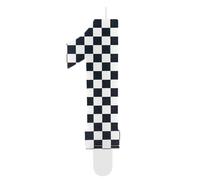 Bougie Anniversaire 1 ans, Voiture Decoration Plaid noir et Blanc Gateau Anniversaire, Deco Gateau Anniversaire Bougies Originales pour Enfant