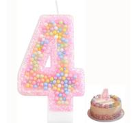 Bougie Anniversaire 4 Ans,Bougie Chiffre 3D,Multicolore Bougies D'anniversaire,Couleur Bonbon Bougie de Décoration Gâteau,Décoration de Gâteau pour Fête d'Enfant