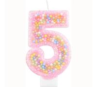 Bougie Anniversaire 5 Ans,Bougie Chiffre 3D,Multicolore Bougies d'anniversaire,Couleur Bonbon Bougie de Décoration Gâteau,Décoration de Gâteau pour Fête d'Enfant