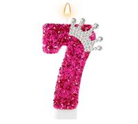 Bougie Anniversaire Chiffre 7 Rouge avec Couronne | 7 Ans Fille, Chiffre 3D, Décoration Fête, Bougie Gâteau