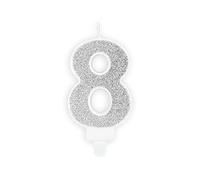 Bougie Anniversaire chiffre 8 argent