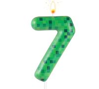 Bougie Anniversaire Chiffre Vert, Bougie d'Anniversaire Dynamite Bougie d'Anniversaire à Thème TNT pour Fournitures de Décoration de Gâteau d'Anniversaire (Numéro 7)