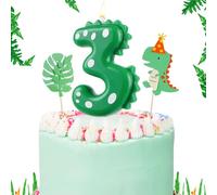 Bougie Anniversaire Dinosaure 3 Ans,Bougies Anniversaire Chiffre, Bougie 3 Ans Garcon Filles,pour la Décoration de Fête à Thème de Bougie de Gâteau(Numéro 3)-7CM