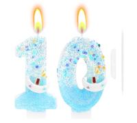 Bougie Anniversaire Numéro 10, Bougies de Gâteau Chiffre Kit | Bougies Scintillantes en Forme de Chiffre pour Décoration de Gâteau Fête