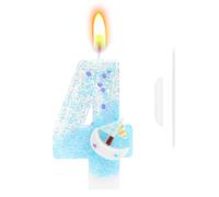 Bougie Anniversaire Numéro 4, Bougies de Gâteau Chiffre Kit | Bougies Scintillantes en Forme de Chiffre pour Décoration de Gâteau Fête