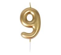 Bougie anniversaire - PTIT CLOWN - Chiffre 9 - Coloris or - 9 x 5 cm