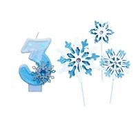 Bougie Anniversaire Reine des Neiges, Bougie 3 An Fille, Bougies en Forme de Flocon de Neige pour Gâteau Fille, Thème de la Reine des neiges, Décorations de Gâteau d'Anniversaire pour Filles