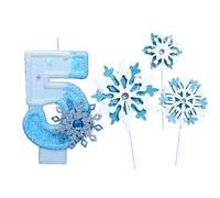Bougie Anniversaire Reine des Neiges, Bougie 5 An Fille, Bougies en Forme de Flocon de Neige pour Gâteau Fille, Thème de la Reine des neiges, Décorations de Gâteau d'Anniversaire pour Filles