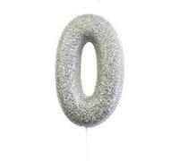 bougie argent pailletté chiffre 0 - creative party ahc40/0 Gris G