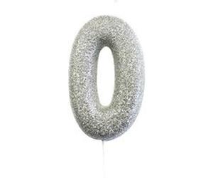 bougie argent pailletté chiffre 0 - creative party ahc40/0 Gris G