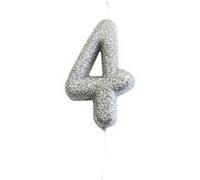 bougie argent pailletté chiffre 4 - creative party ahc40/4 Gris G
