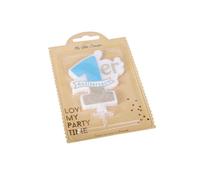Bougie - ARTIFETES - 1er anniversaire - Bleu - Cire - Avec bobèche 10 x 8 cm