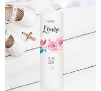 Bougie Baptême personnalisée Fille Garçon motif Arbre - Cierge Baptême avec prénom et date - Bougie imprimée - cierge personnalisé - 25 x 7 cm