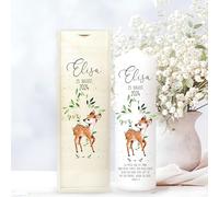 Bougie Baptême personnalisée Fille Garçon motif Faon - Cierge Baptême avec prénom, date et message - Bougie imprimée - cierge personnalisé - 25 x 7 cm