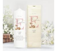 Bougie Baptême personnalisée Fille Garçon motif Faon - Cierge Baptême avec prénom et date - Bougie imprimée - cierge personnalisé - 25 x 7 cm