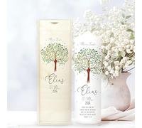 Bougie Baptême personnalisée Garçon motif Arbre de vie - Cierge Baptême avec prénom, date et message - Bougie imprimée - cierge personnalisé - 25 x 7 cm