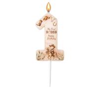 Bougie Beqilosa «My First Rodeo» n°1, déco gâteau, bougie anniversaire | Déco de gâteau style rodéo western pour le 1er anniversaire des garçons et filles - déco de fête cowboy et accessoires.