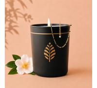 Bougie-bijou avec bracelet perles noires & cristal