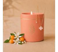Bougie bijou avec collier fleur rose & cristal