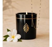 Bougie bijou avec collier perles noires & cristal