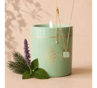 Bougie-bijou avec collier pierre amazonite & cristal