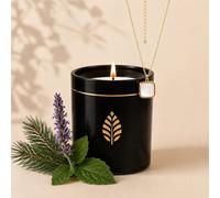 Bougie-bijou avec collier pierre nacre blanche & cristal