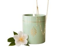 BOUGIE-BIJOU | Collier Perles Blanches Cadeau Anniversaire | Fleur de Thé | Bougie parfumée 470g fabriquée en France, bijou avec cristal premium caché dans la cire, coffret prêt à offrir