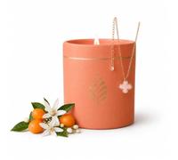 BOUGIE-BIJOU | Collier Pierre Naturelle Rose | 2 en 1 Cadeau Femme | Collier Pierre Naturelle Rose et Cristal premium caché dans la cire, 470g, parfum fleur d'oranger, fabrication française