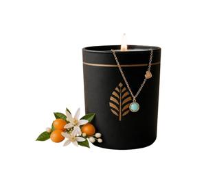 BOUGIE-BIJOU Noire Fleur d'oranger | Bracelet Argent Turquoise | Bougie Parfumée Prête à Offrir | Cadeau Femme Élégant | Fabrication Française | Les Merveilleuses