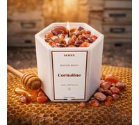 Bougie bijou pierres cornaline - parfum miel précieux