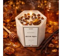 Bougie bijou pierres oeil de tigre - parfum ambre royal