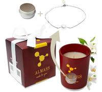 Bougie -- Bougie Parfumée 180g + Bracelet Argent 925 réglable, l'intérieur - Cire Naturelle Végétale - Parfum+petite boîte à bijoux