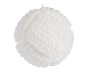Bougie Boule Effet Cordage Blue Wave 9cm Blanc