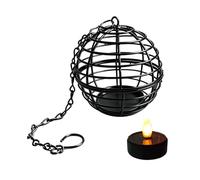 Bougie chauffe-plat solaire en forme de cage sphérique décorative avec fer résistant aux intempéries + Lanterne suspendue à énergie solaire | Pour porche, terrasse, jardin, balcon, ferme, cour, cour