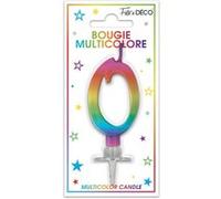 bougie chiffre 0 6.2cm multicolore - surprisez vous bmcm00 Multicolore G