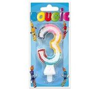 Bougie chiffre 3 pailletée pour décoration gâteau fête anniversaire (x1) REF/BBC0 multicolore G