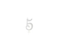 BOUGIE CHIFFRE 5 CALLIGRAPHIE PAILLETTE ARGENT 10,5CM