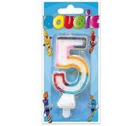 Bougie chiffre 5 pailletée pour décoration gâteau fête anniversaire (x1) REF/BBC0 multicolore G