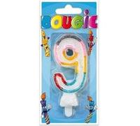 Bougie chiffre 9 pailletée pour décoration gâteau fête anniversaire (x1) REF/BBC0 multicolore G