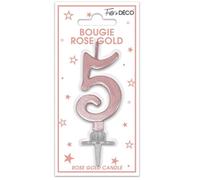 Bougie chiffre - BMCRG - 5 - Rose gold métallique - 3.5 cm x 10 cm - Pour anniversaire
